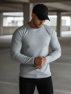 Pánské šedé tričko FashionStreet s dlouhým rukávem LX0578