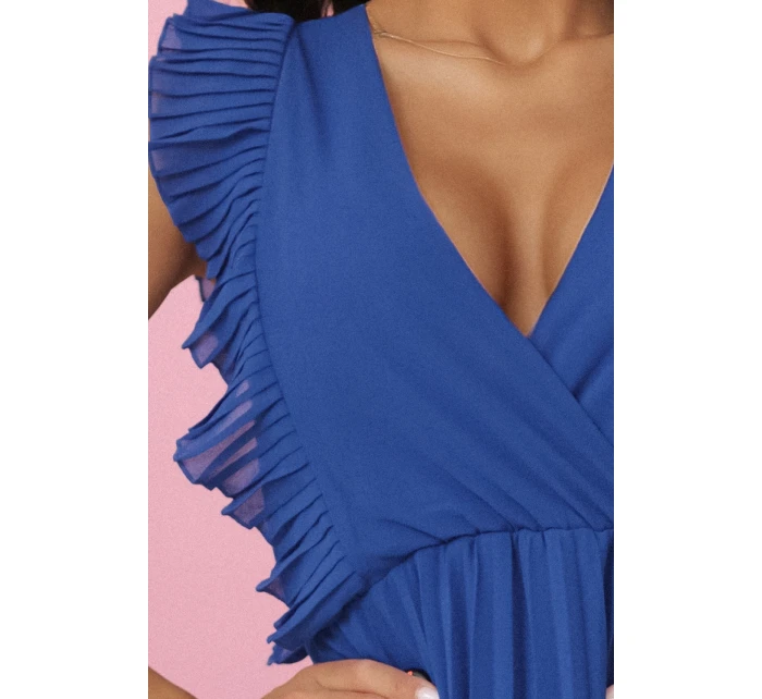 plisované šaty s volánky a výstřihem barva model 21214383 - numoco plisované šaty s volánky a výstřihem barva model 21214383 - numoco