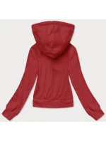 Krátká červená tepláková mikina s kapucí (8B939-18)