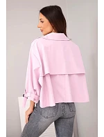 Dámská jarní bavlněná bunda model 22084769 na knoflíky s límcem světle fialová - K-Fashion