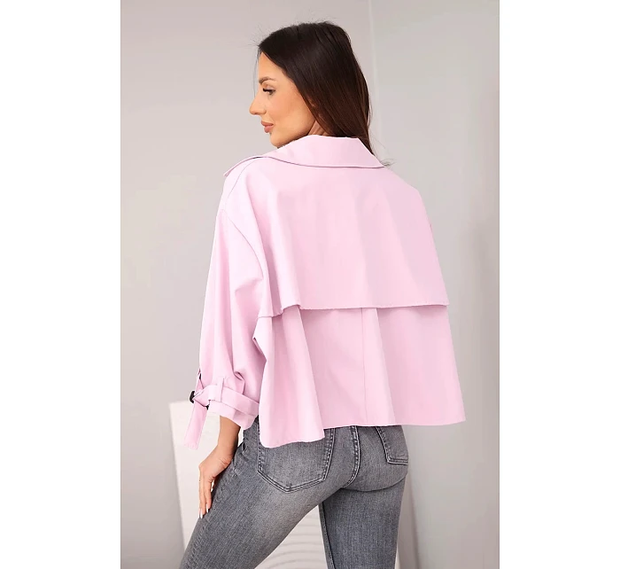 Dámská jarní bavlněná bunda model 22084769 na knoflíky s límcem světle fialová - K-Fashion