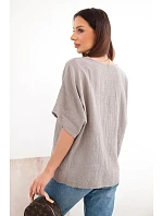 Dámská bavlněná oversize halenka s krátkým rukávem fango Dámská bavlněná oversize halenka s krátkým rukávem fango