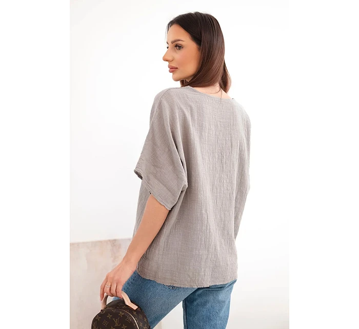 Dámská bavlněná oversize halenka s krátkým rukávem fango Dámská bavlněná oversize halenka s krátkým rukávem fango