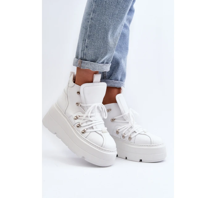 Zazoo 3416 Kožené Dámské Sportovní Boty Bílé