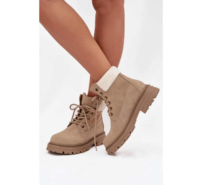 Dámské trapery na šněrování béžové Norena Dámské trapery na šněrování béžové Norena