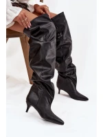 Nazouvací dámské kozačky na jehlovém podpatku černé Ysolienne Nazouvací dámské kozačky na jehlovém podpatku černé Ysolienne