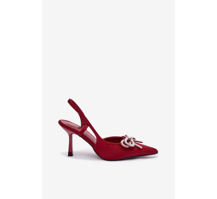 Červené dámské lodičky s mašlí a patou model 21786997 - Boto Červené dámské lodičky s mašlí a patou model 21786997 - Boto