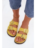 Dámské pantofle s přezkami Žluté model 21943311 - Boto