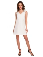 šaty áčkového střihu s mašlí barva ecru model 18004140 - Makover