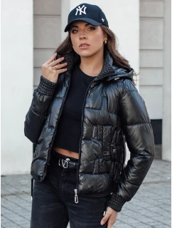 Dámská zimní bunda krátká prošívaná s kapucí černá Dstreet model 21980753 - FashionStreet