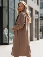 Dámský dlouhý kabát z ovčí kůže béžový Dstreet model 21995322 - FashionStreet