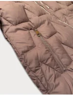 Hnědá dámská prošívaná bunda pro přechodné období s látkovými stahovacími lemy Libland (LD-7775)