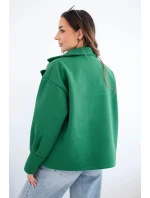 Dámská krátká dvouřadová bunda s límcem zelená