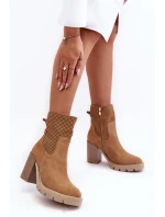Dámské kůží síťované boty na podpatku Camel Lewski 3386 Dámské kůží síťované boty na podpatku Camel Lewski 3386