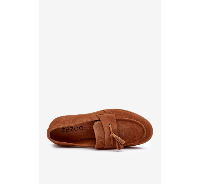 Mužské semišové loafers polobotky Zazoo 1566 hnědé