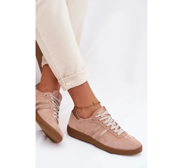 Zazoo N1068 Semišové Nízké Dámské Tenisky Špinavě Růžové