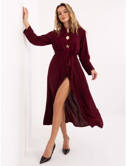 Sukienka MI SK model 21755214 bordowy - FPrice Sukienka MI SK model 21755214 bordowy - FPrice