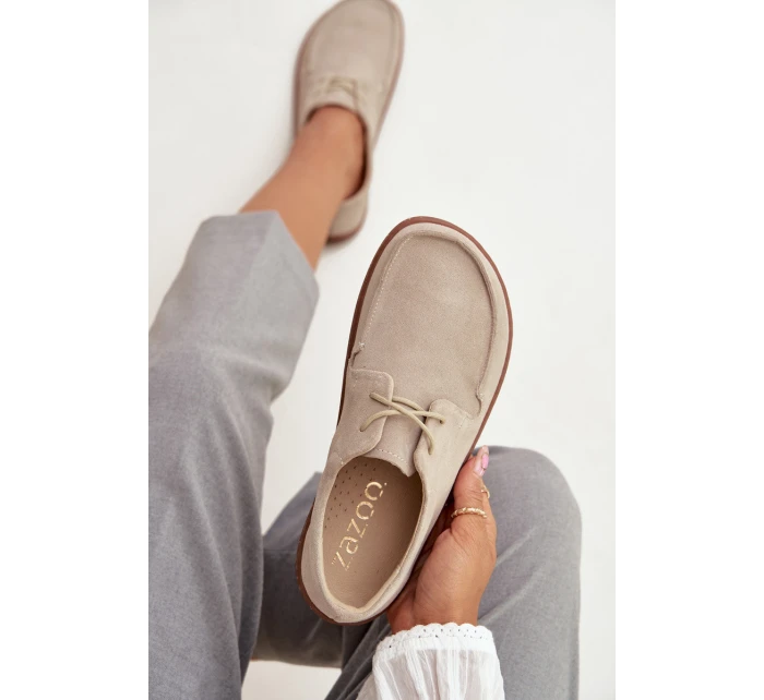 Dámské polobotky typu barefoot z přírodního semiše Zazoo – světle béžové