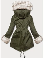 Bunda parka v army barvě s kožešinovou podšívkou model 21246675 - J.STYLE Bunda parka v army barvě s kožešinovou podšívkou model 21246675 - J.STYLE
