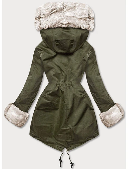 Bunda parka v army barvě s kožešinovou podšívkou model 21246675 - J.STYLE