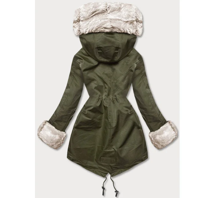 Bunda parka v army barvě s kožešinovou podšívkou model 21246675 - J.STYLE
