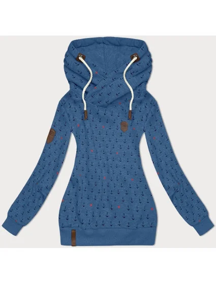 Světle modrá vzorovaná dámská mikina model 21310472 - 6&8 Fashion