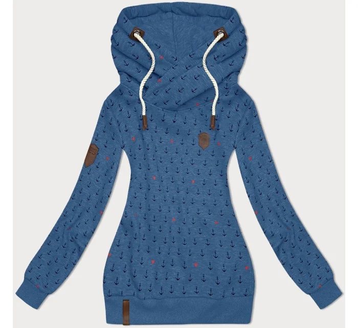 Světle modrá vzorovaná dámská mikina model 21310472 - 6&8 Fashion