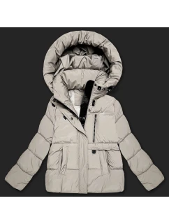 Světle béžová volná péřová dámská bunda s kapucí S'West (B8529-46)