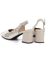 Kožené lodičky na řemínku béžové Cambell 35306