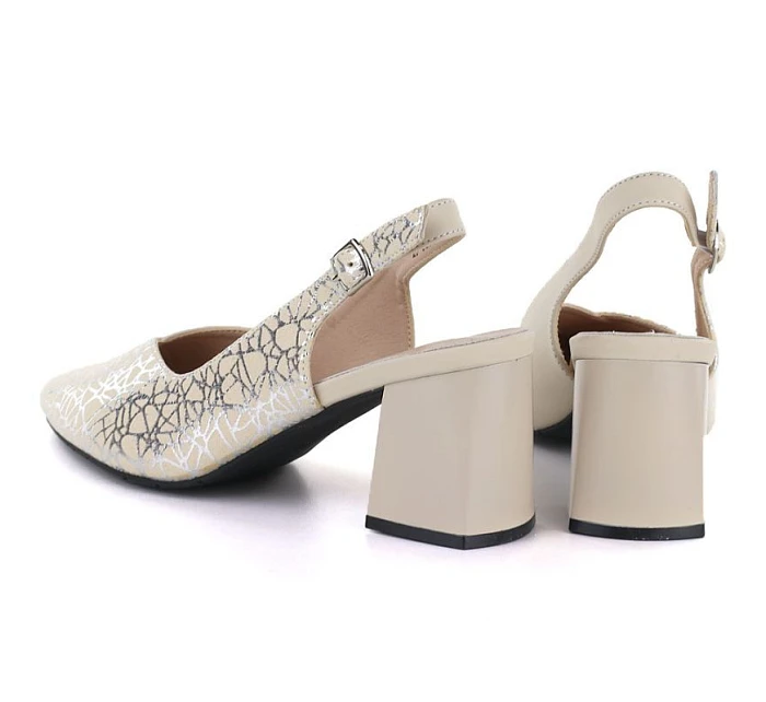 Kožené lodičky na řemínku béžové Cambell 35306