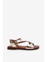 model 21647967 Dámské kožené sandály zlaté - Zazoo