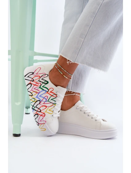 Dámské tenisky se srdíčky Bílé model 21648624 - Boto