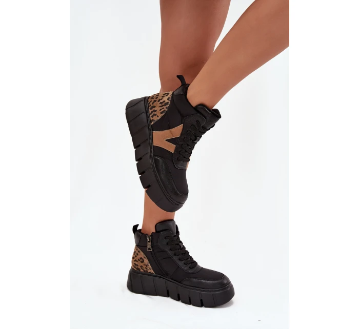 Kožené dámské kozačky na platformě vyhřívané Vinceza 66838 Černé