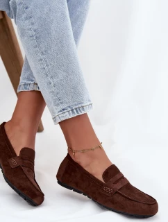 Dámské loafersy mokasíny s plochou podrážkou Roseline – tmavě hnědé