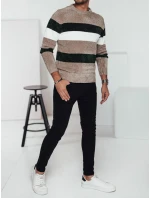 Pánský pruhovaný svetr hnědý Dstreet model 21982445 - FashionStreet
