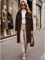 Dlouhý dámský kabát z čokoládově hnědé ovčí kožešiny FashionStreet NY0802 Dlouhý dámský kabát z čokoládově hnědé ovčí kožešiny FashionStreet NY0802