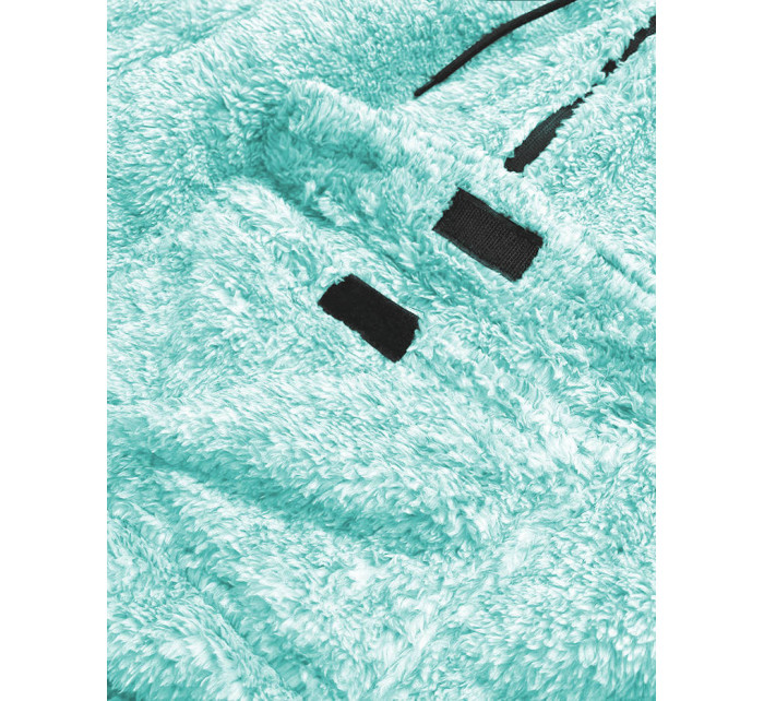 Plyšová melanžová dámská mikina v mátové barvě (HH008-41)