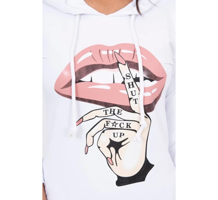 Šaty s delšími zády a barevným potiskem bílé