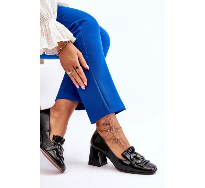 Pohodlné lodičky z lakované kůže černé model 21611385 - S.Barski