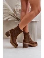 Dámské boty na podpatku z eko semiše zateplené tmavě hnědé Nevitas Dámské boty na podpatku z eko semiše zateplené tmavě hnědé Nevitas