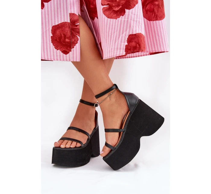 Dámské Sandály Na Masivní Platformě A Klínu Černé model 21688207 - Boto