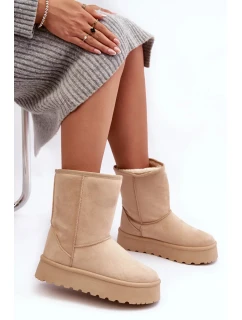 Béžové dámské boty do sněhu Abrams s kožíškem