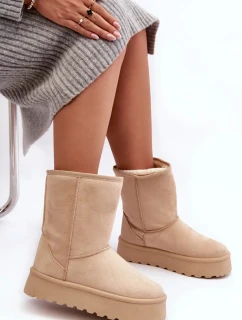 Béžové dámské boty do sněhu Abrams s kožíškem