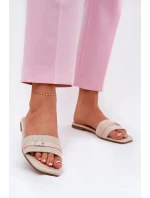 Dámské ploché pantofle s páskem a přezkou – béžové Zilina Dámské ploché pantofle s páskem a přezkou – béžové Zilina