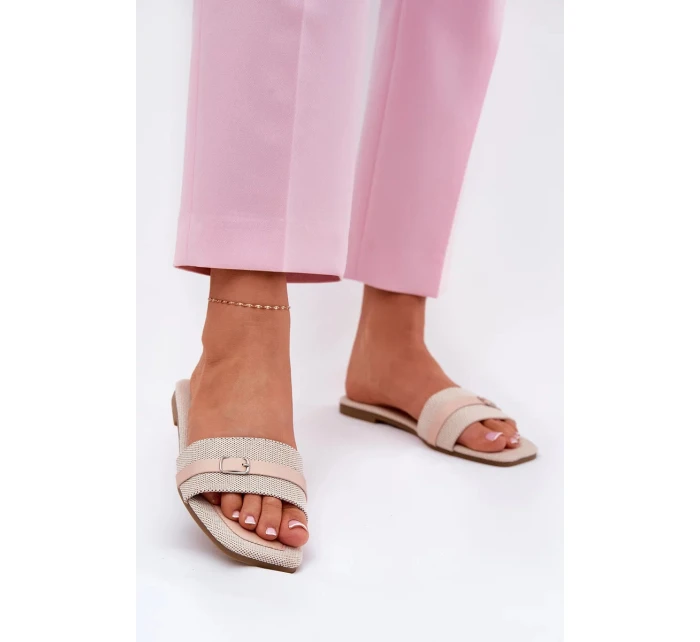 Dámské ploché pantofle s páskem a přezkou – béžové Zilina Dámské ploché pantofle s páskem a přezkou – béžové Zilina