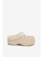 Dámské pěnové pantofle zateplené kožíškem – béžové Palvine Dámské pěnové pantofle zateplené kožíškem – béžové Palvine