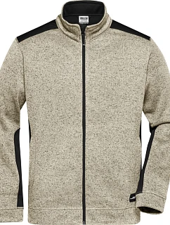Daiber JN 862 Pánská pracovní bunda pletený fleece - Strong 02.0862 stone melange/black