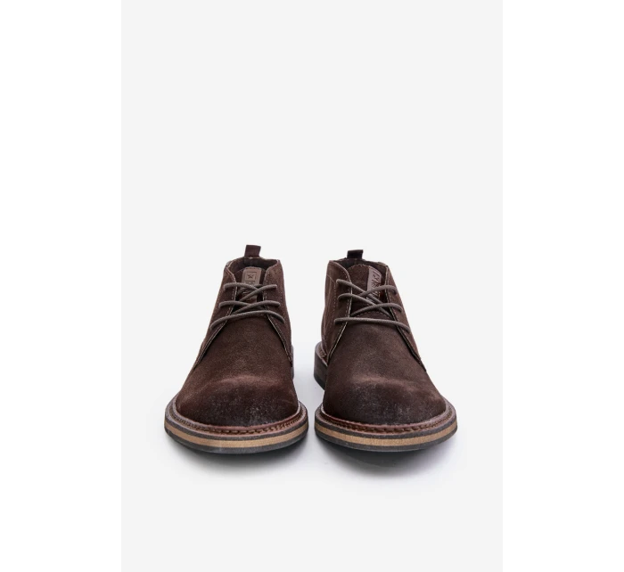 Semišové Pánské Boty Na Šněrování Tmavě Hnědé Big Star OO174145