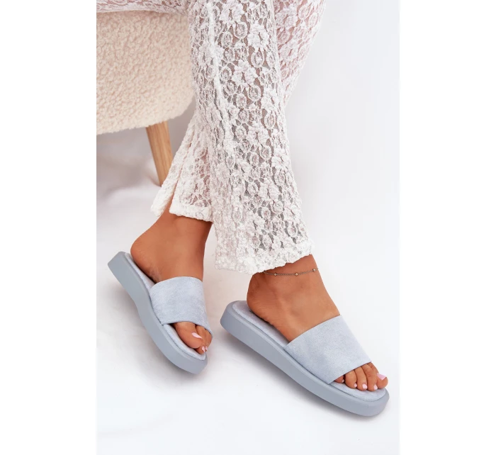 Dámské Sandály Na Platformě Z Eko Semiše Světle Modré Jorina