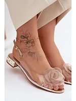 Dámské sandály průhledné s růží D&A MR61-9003 zlaté